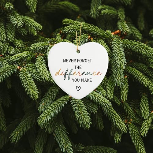 Thank You Gifts Never Forget The Difference That You Make Ornament Keepsake Sign Heart Plaque Appreciation Retirement Farewell Gifts for Coworker Boss Teacher Nurse Employee