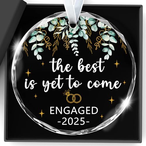 Wedding Gifts Engagement Gifts for Couples 2025 First Christmas Engaged Ornament 2025 Just Engaged Bachelorette Gift Happy Engagement Gift for Newly Engageds Couples Bride to be Her Women Fiance(6)