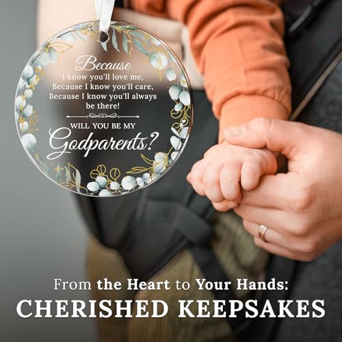 HEXMOZ Godparents Proposal Gift - Will You Be My Godparents Ornament - Godparent Gifts for Baptism, Catholic Godparent Ornament, Present from Godchild - Acrylic Christmas Ornaments 2025