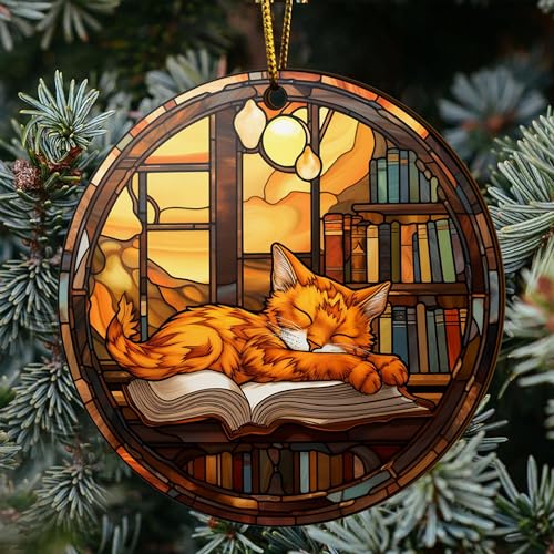 2D Flat All Over Printed, Book Ornaments, Bookshelf Christmas Ornaments, 2 Sides 3.5" Wood Ornament, Gift for Book Lover
