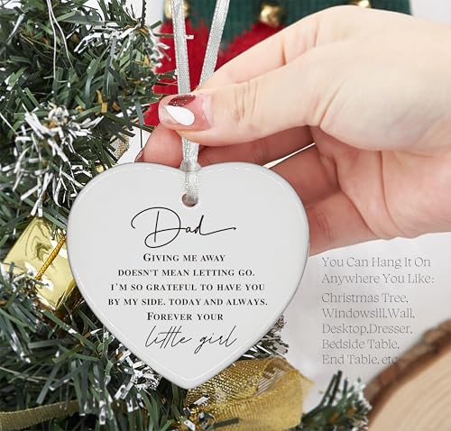Forever Your Little Girl-Father of The Bride Gifts from Daughter,Father of The Bride Gift from Bride,Wedding Gift for Dad,Bridal Shower Gifts for Dad-Heart Shaped Ornament with Gift Box