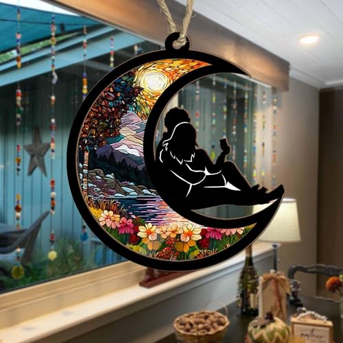 BSQUIELE Gift for Couple - Couple Suncatcher Ornament 2025 - Car Hanging Decoration - Stained Glass Light Catcher Ornament - Valentine, Anniversary Day Present for Husband, Wife, Newlywed, Engaged
