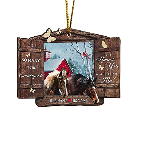 All Over Printed Horse Ornament, Christmas 2022 Tree Decoration, 3.5" Wood 2 Sided, Gift for Her, Horse Lover (10)