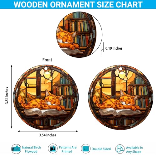 2D Flat All Over Printed, Book Ornaments, Bookshelf Christmas Ornaments, 2 Sides 3.5" Wood Ornament, Gift for Book Lover