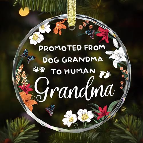 Gossby New Grandma Ornament - Promoted from Dog Grandma - New Grandmother Gift - Baby Annoucement Gift for 1st Time Grandmother - Car Hanging Decoration - Wine Bottle Decor