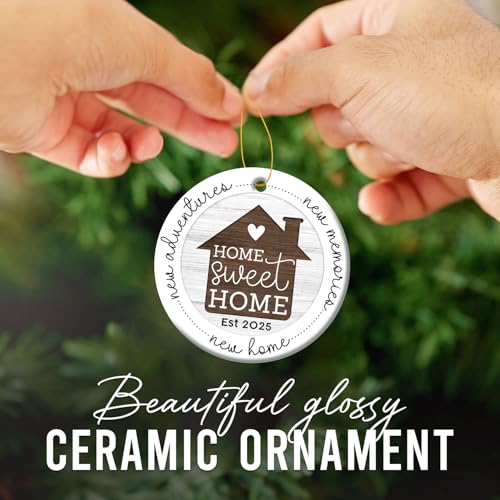 HEXMOZ New Home Gift Ideas - Housewarming Gifts for Couples - New Home Ornament 2025 - First House Ornament 2025 - First House Gifts for Owners, Men, Women - Housewarming Ceramic Christmas Keepsake