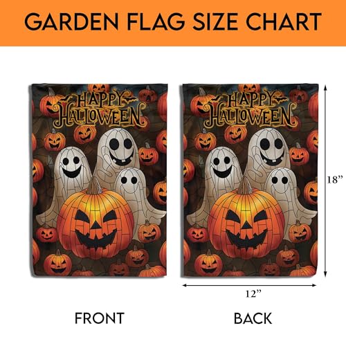 All Over Printed Halloween Double Sided Garden Flags, 12x18" Garden Flag, Pumpkin Flag for Halloween Decor, Home Decor Outdoor, Fall Yard Flag