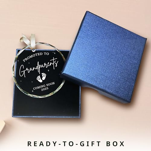 Grandparents Gifts - First Time Grandparents Gifts for Grandma, Grandpa - Baby Pregnancy Announcement Ornament for New Grandma - Grandpa to Be Ornaments - Glass Ornament