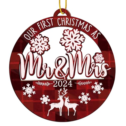 First Christmas Married Ornament 2024, Our First Christmas As Mr and Mrs Ornamen, Just Married Ornaments - Bridal Shower Gift, Wedding Gifts for Couples, Newlywed Gift