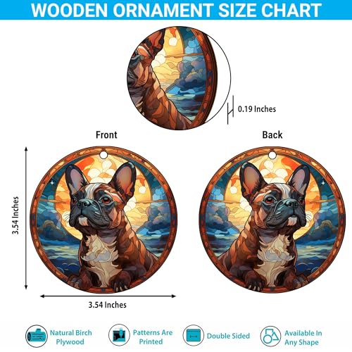 2D Flat All Over Printed, French Bulldog Ornaments, French Bulldog Christmas Ornaments, 2 Sides 3.5" Wood Ornaments, French Bulldog Christmas (Ephg-53028001)
