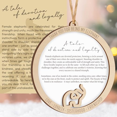 Best Friend Birthday Gifts for Women, Friendship Elephant Ornament with Story Card, Friendship Gifts for Women, Birthday Presents for Best Friends Sisters Special Bond Decor (Loyalty)