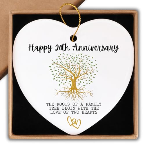 20th Anniversary Marriage Gifts for Couple Happy 20th Anniversary Ornament Keepsake Sign Heart Plaque Anniversary Romantic Couple Wedding Engagement Gifts for Her Him Wife Husband