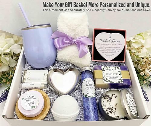 Maid of Honor Proposal Gifts from Bride-Wedding Gifts for Maid of Honor-Bachelorette Party Gifts for Maid of Honor Her Besties Friends Women-Ceramic Heart Shaped Ornament with Gift Box
