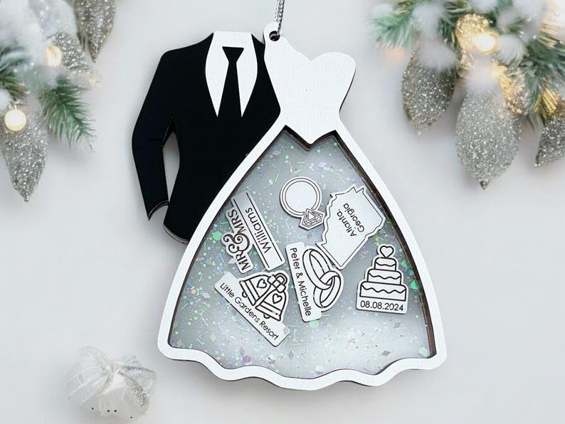 First Christmas Married Ornament 2024, First Christmas Married Ornaments Future Mr and Mrs Gifts, Wedding Gifts, 1st Just Married Bridal Shower, Wedding Ornament, Bride and Groom Shaker Ornament