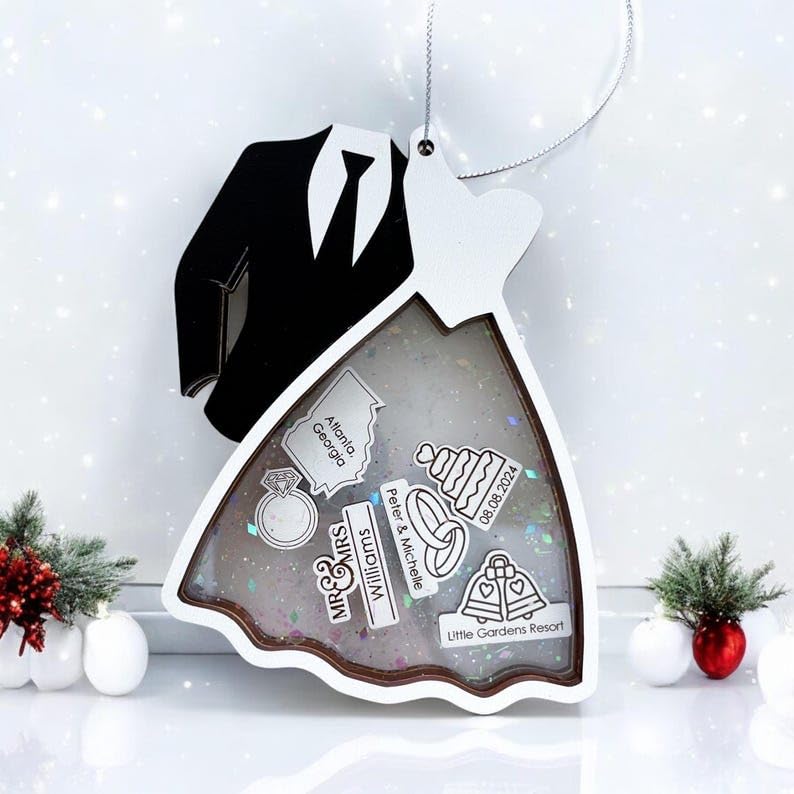 First Christmas Married Ornament 2024, First Christmas Married Ornaments Future Mr and Mrs Gifts, Wedding Gifts, 1st Just Married Bridal Shower, Wedding Ornament, Bride and Groom Shaker Ornament