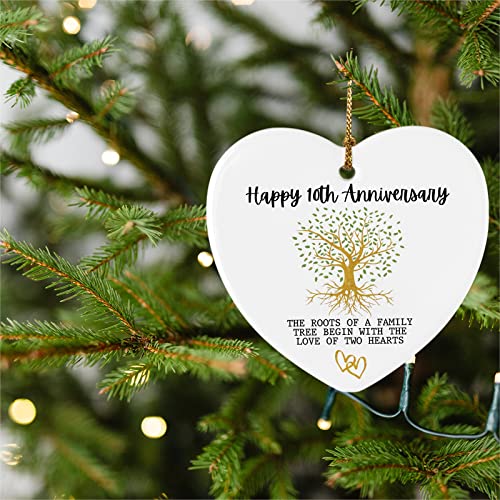 10th Anniversary Wedding Gifts for Couple Happy 10th Anniversary Ornament Keepsake Sign Heart Plaque Anniversary Romantic Couple Wedding Engagement Gifts for Her Him Wife Husband
