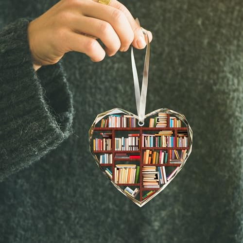 Book Lovers Gifts - Gifts for Book Lovers - Gift for Reading Lover Women, Gift for Readers and Books Lover - Reading Books Worm Club Ideas - Glass Hanging Ornament