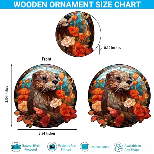 2D Flat All Over Printed, Otter Ornaments, Christmas Tree Ornaments, 2 Sides 3.5" Wood Ornament, Gift for Otter Lover, Christmas Decor (Ephg-52651007)