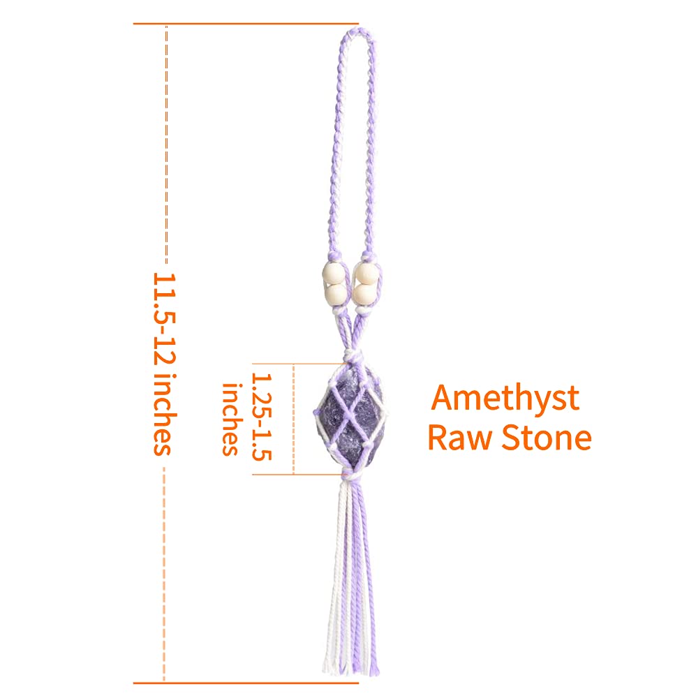 Healing Crystals Feng Shui Hanging Ornament Car Ornament Meditation Hanging Ornament Window Ornament for Home Decor (1 Piece Amethyst)