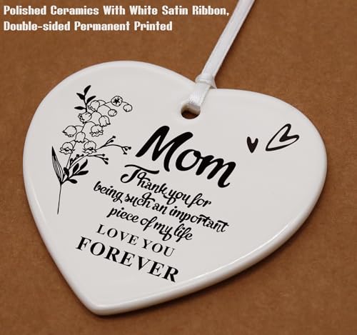 Mother's Day,Birthday,Thanksgiving,New Year,Wedding, for Mama-Thank You Gifts for Mom, New Mommy, Mother-in-Law, Bonus Mom,Appreciation Present for Mama-Heart Shaped Ornament