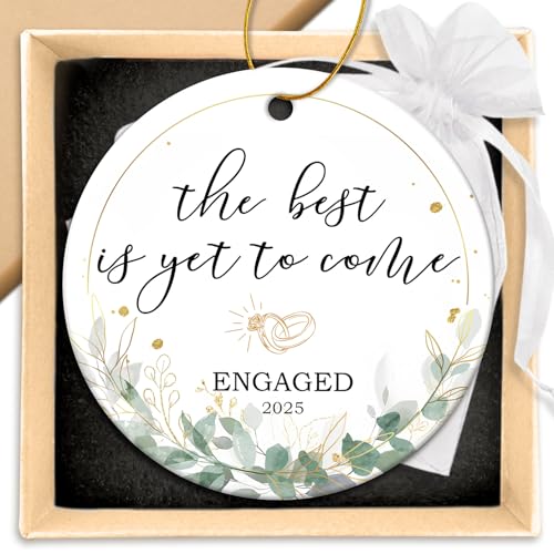 ZAGKOO Engagement Gifts for Couples 2025 - Gift for Newly Engaged Couples, Fiance, Women, Her, Bride to Be - Engagement Ornament, Just Engaged Party Gift Ideas, Christmas Decoration - Ceramic Ornament