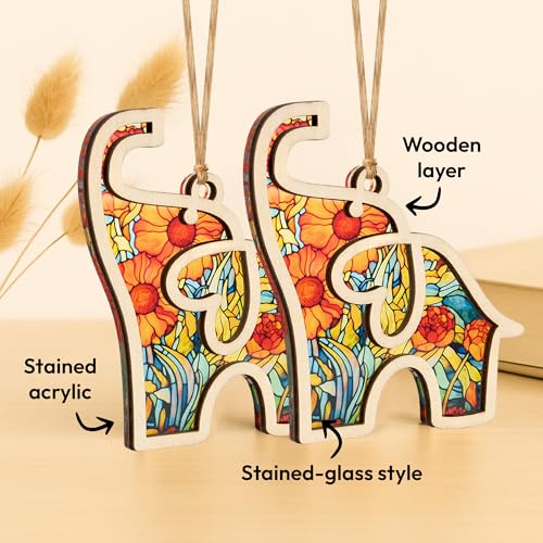 Best Friend Birthday Gifts for Women, Friendship Elephant Ornament with Story Card, Friendship Gifts for Women, Birthday Presents for Best Friends Sisters Special Bond Decor (Set 3 Suncatcher)