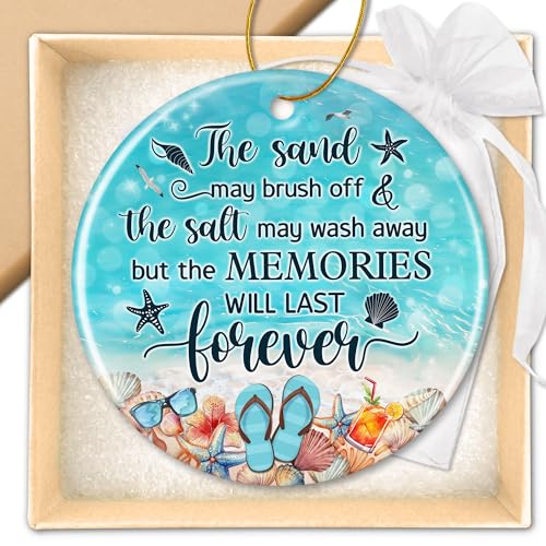 ZAGKOO Beach Themed Gift - Beach Gifts for Women - Beachy Ornaments - Decoration Gifts for Women, Men, Family, Friends - Beachy Christmas Party Decorations - Ceramic Christmas Ornament 2025