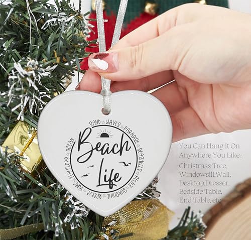 Beach Life Gifts for Women,Best Friend,Sister,Ocean Sunset Seaside Vacation Gift for Beach Lover,Bestie-Heart Shaped Ornament with Present Box