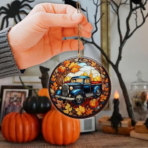 2D Flat All Over Printed, Fall Ornaments, Pumpkin Ornaments, 2 Sides 3.5" Wood Ornament, Fall Home Autumn Decor, Gift for Thanksgiving (Ephg-52035013)