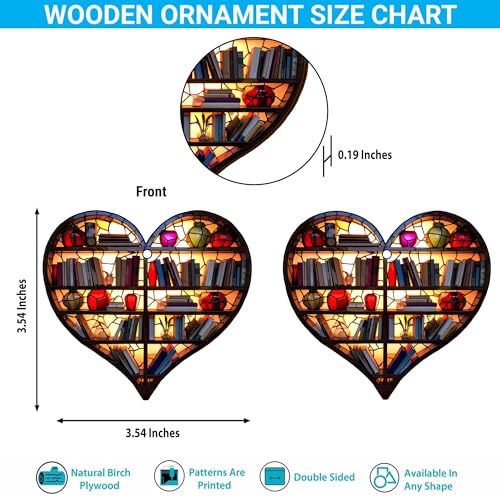 2D Flat All Over Printed, Book Ornaments, Bookshelf Christmas Ornaments, 2 Sides 3.5" Wood Ornament, Gift for Book Lover