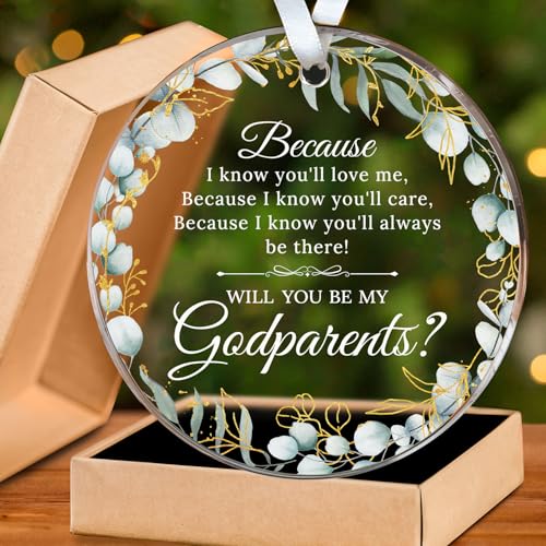 HEXMOZ Godparents Proposal Gift - Will You Be My Godparents Ornament - Godparent Gifts for Baptism, Catholic Godparent Ornament, Present from Godchild - Acrylic Christmas Ornaments 2025