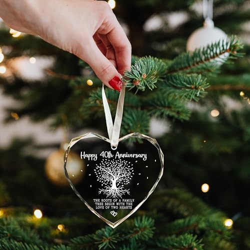 Gifts for 40th Wedding Anniversary - 40th Wedding Anniversary Ornament, 40 Marriage Ornament - 40 Anniversay Married Gifts - 40 Marriage Gift for Parents, Couple - Glass Ornaments