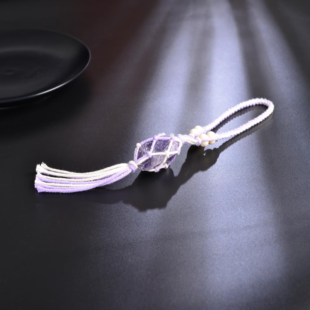 Healing Crystals Feng Shui Hanging Ornament Car Ornament Meditation Hanging Ornament Window Ornament for Home Decor (1 Piece Amethyst)