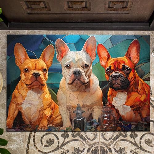 All Over Printed, French Bulldog Doormat, Doormat with French Bulldog Pattern, 24x16 inches, 30x18 inches Doormat, Home Decor Outdoor, Gift for French Bulldog Lover (RBRGUS-EPHG-53029009)