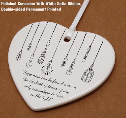 Inspirational Quotes Ceramic Heart Shaped Ornament - Positive Affirmations Reminder Gift for Recovery, Get Well Soon, Encouragement