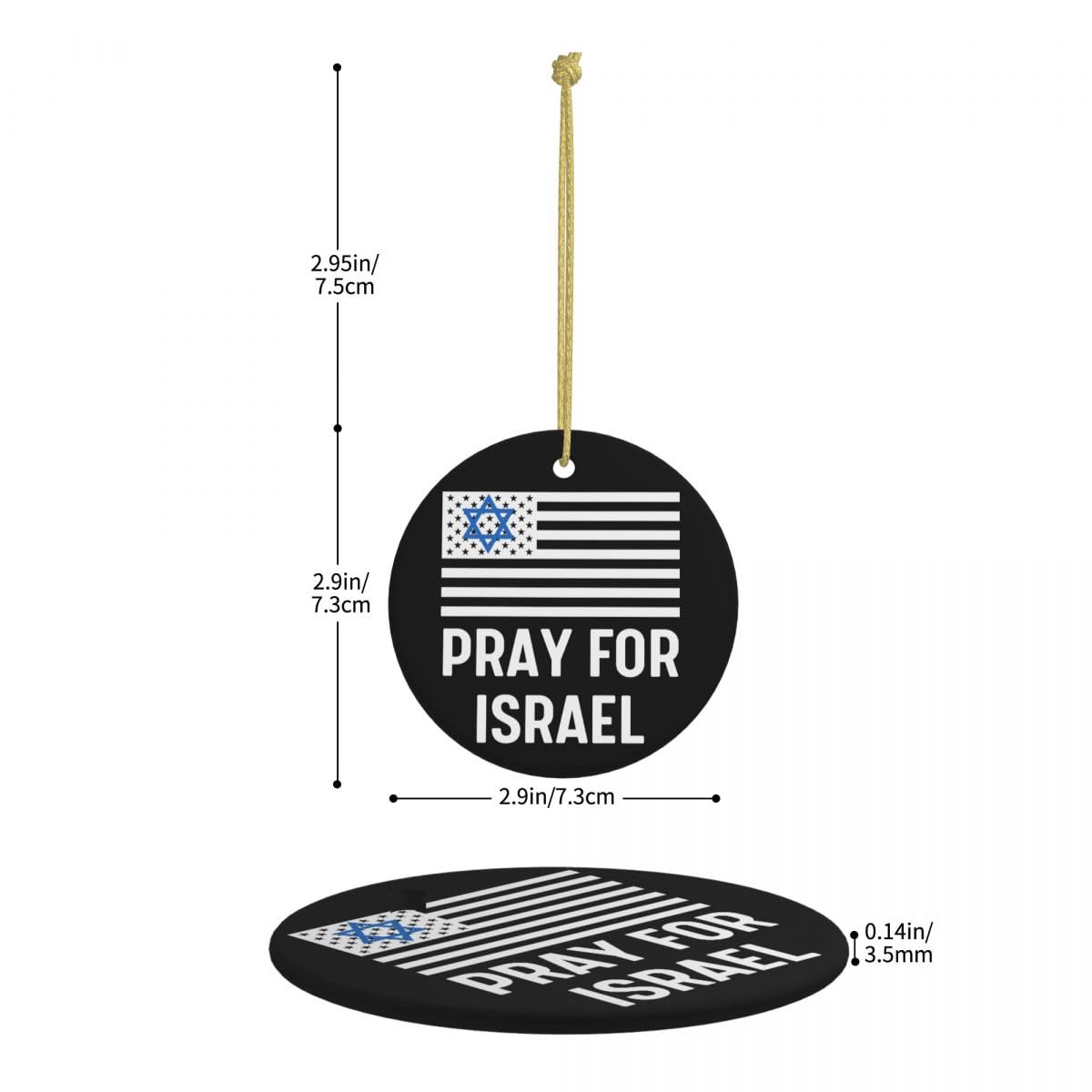 I Stand with Israel Ornament Pray for Israel Ornament Support Israel Ornament We Stand with Israel Christmas Ornament Ceramic Christmas Hanging Ornament Decorations for Home Decor