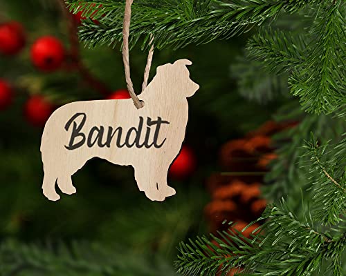 Miniature Australian Shepherd Christmas Ornament, Wood Dog Ornament