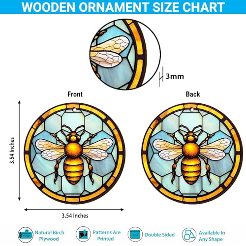 2D Flat All Over Printed, Bee Ornaments, Christmas Ornaments for Beekeeper, 2 Sides 3.5" Wood Ornament, Gift for Bee Lover, Christmas Decor