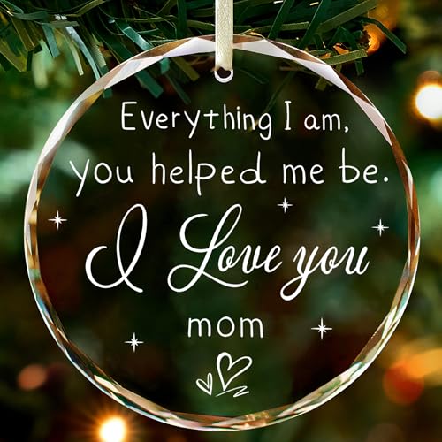 Gifts for Mom,Mom Gifts, Birthday Gifts for Mom, Gift for Mom from Daughter, Son, Love You Mom Gifts - Glass Ornaments for Mom 2025
