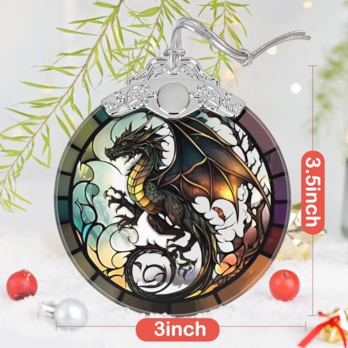 Dragon Stained Glass Ornament, Christmas Ornaments, Xmas Tree Decorations, Ornaments for Christmas Tree, Holiday Presents, Gift Exchange Ideas