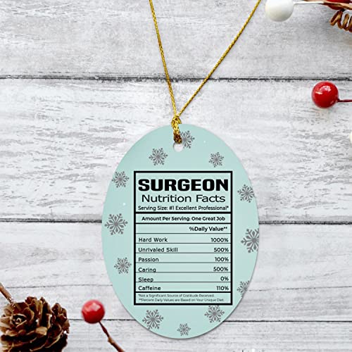 Congratulations New Job Christmas Ornament 2022 - Surgeon Nutrition Facts Ornament - Surgeon Ornament Oval Plastic Flat