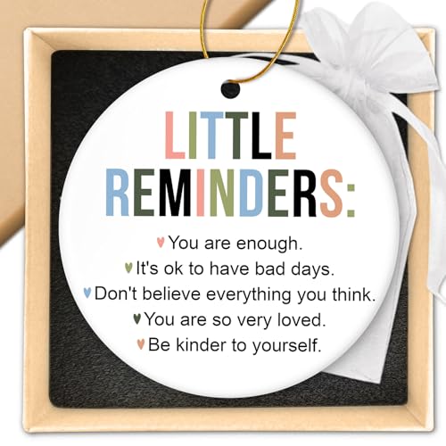 HEXMOZ Inspirational Motivational Gifts - Little Reminders You are Enough Ornament, Friendship Gifts for Women, Coworker, Best Friend, Bestie - Decorative Ceramic Ornament