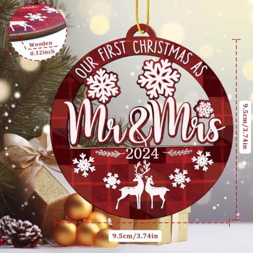 First Christmas Married Ornament 2024, Our First Christmas As Mr and Mrs Ornamen, Just Married Ornaments - Bridal Shower Gift, Wedding Gifts for Couples, Newlywed Gift