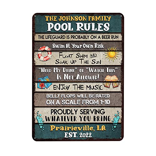 All Over Printed, Pool Rules Metal Sign 8x12", 12x18", 16x24", Pool Funny Sign, Poolside Decorations