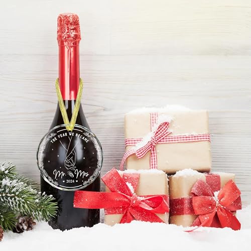 Gossby Wedding Gifts - Mr and Mrs - 1st for Wife Husband - Car Hanging Decoration Ornament - Wine Bottle Decor - Just Married Gifts for Newlywed Couple, Bride, Groom V3