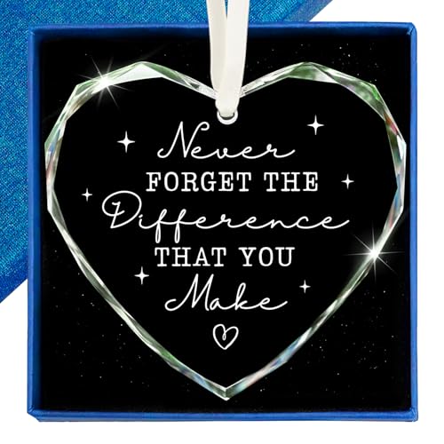 ZAGKOO Thank You Gifts - Teacher Appreciation Gifts, Teacher Nurse Ornament - Retirement Gift for Woman Men - Appreciation Gift for Employee Coworker Friend Counselor Boss - Glass Heart Ornament