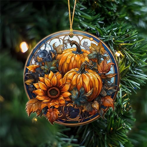 2D Flat All Over Printed, Fall Ornaments, Pumpkin Ornaments, 2 Sides 3.5" Wood Ornament, Fall Home Autumn Decor, Gift for Thanksgiving (EPHG-52035011)