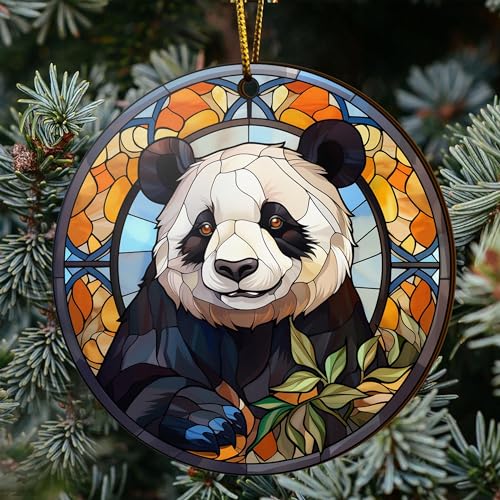 2D Flat All Over Printed, Panda Ornaments, Panda Christmas Ornaments, Panda Ornaments for Christmas Tree, 2 Sides 3.5" Wood Ornament, Gift for Panda Lover (Ephg-52650001)