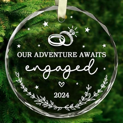 BSQUIELE Engagement Gifts for Couples Newly Engaged - Engaged Gift - Engagement Christmas Ornament 2024 - Wedding Gifts for Couples, Mr, Mrs, Him, Her - Happy Engagement Gifts for Bride, Wife