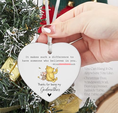 First Time Godmother Propose,Godmother Appreciated Gifts,Thank You Present,Christening Baptism, Heart Shaped Ornament